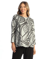 "Art Deco" Novelty Brush Overlap Hem Top - NB5-2139