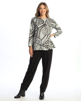 "Art Deco" Novelty Brush Overlap Hem Top - NB5-2139