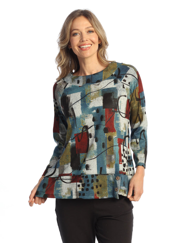 "Lumina" Novelty Brush Overlap Hem Top - NB5-2140