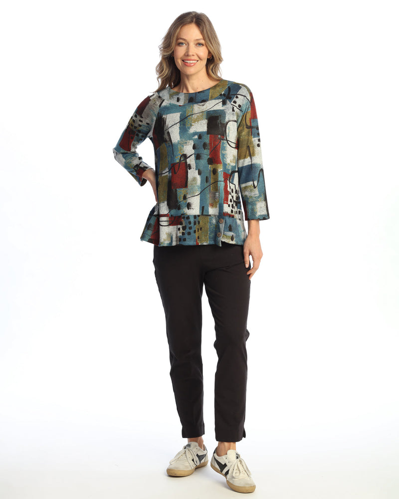 "Lumina" Novelty Brush Overlap Hem Top - NB5-2140