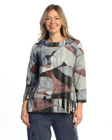Novelty Brush Overlap Hem Top - NB5-