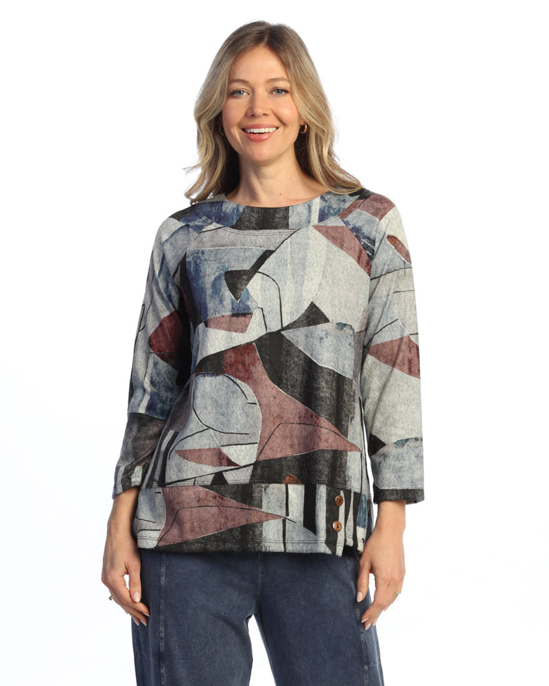 Novelty Brush Overlap Hem Top - NB5-