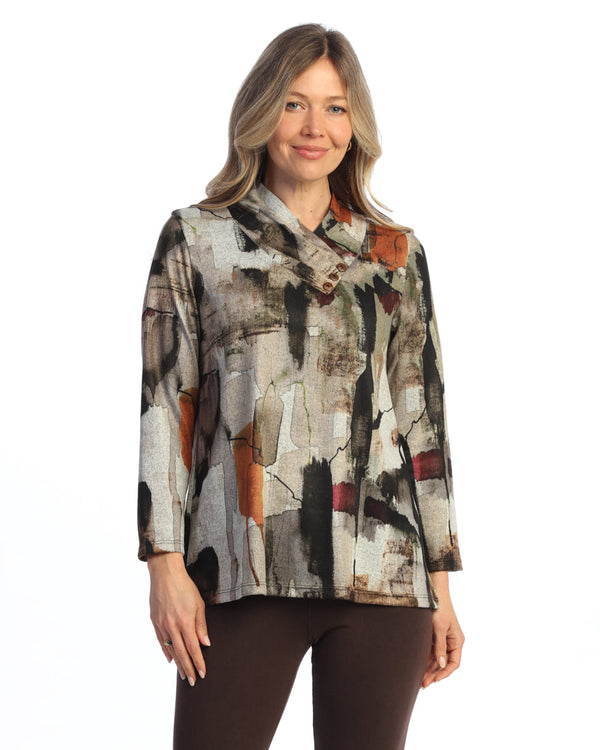 Novelty Brush Gathered Neck Top - NB6-
