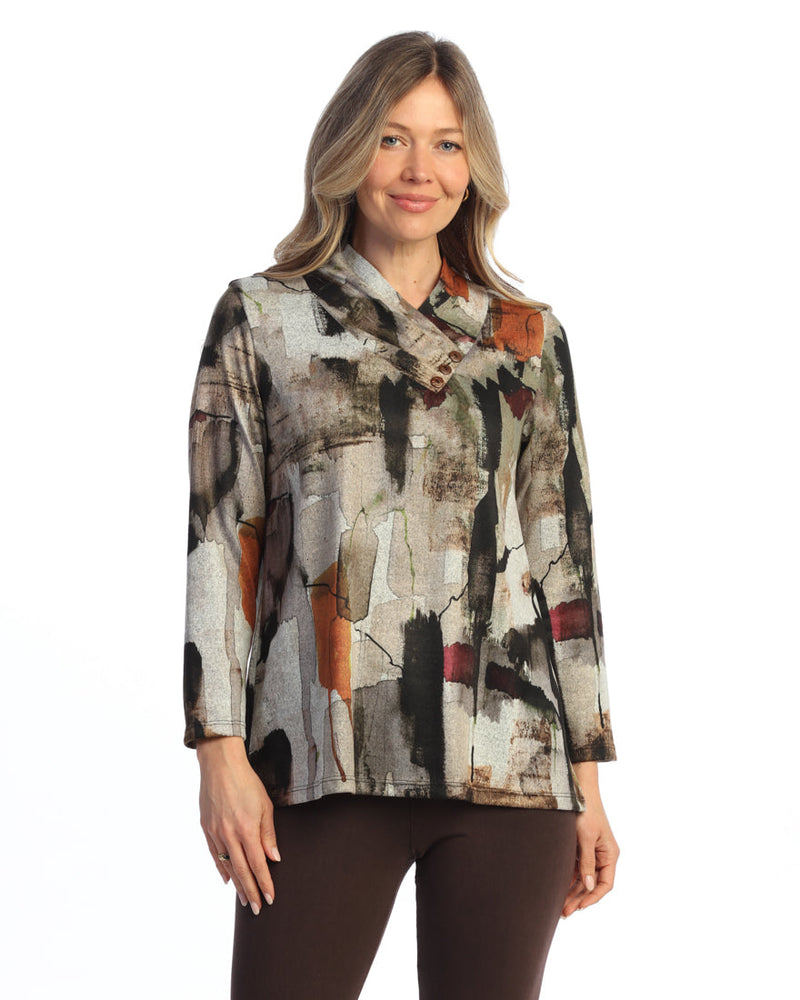 Novelty Brush Gathered Neck Top - NB6-