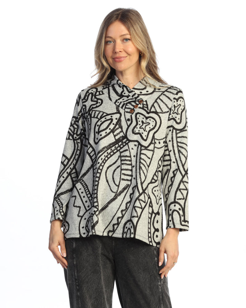 Novelty Brush Gathered Neck Top - NB6-