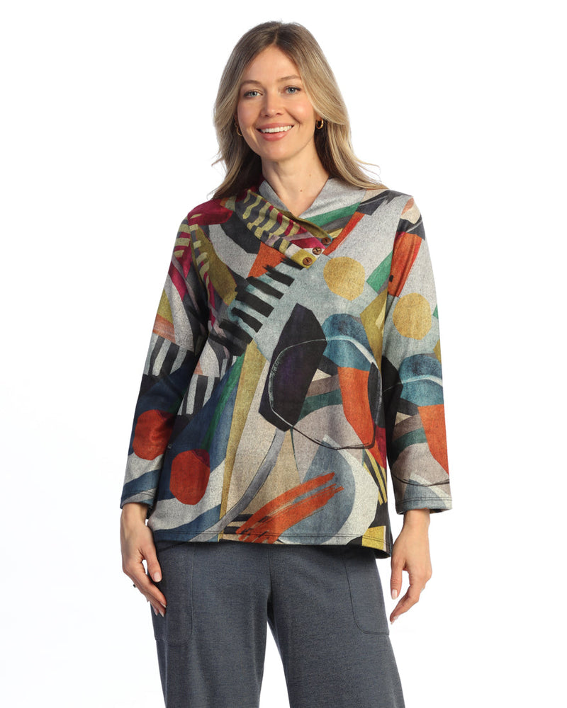 Novelty Brush Gathered Neck Top - NB6-