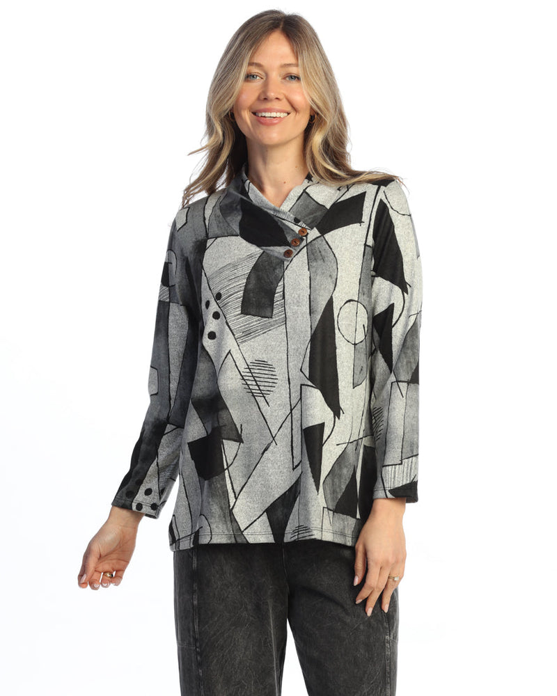 Novelty Brush Gathered Neck Top - NB6-