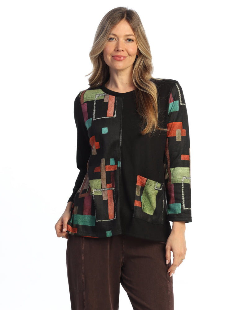 Novelty Brush Split Print Top - NB7