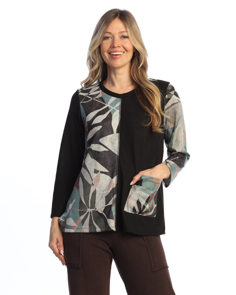 Novelty Brush Split Print Top - NB7