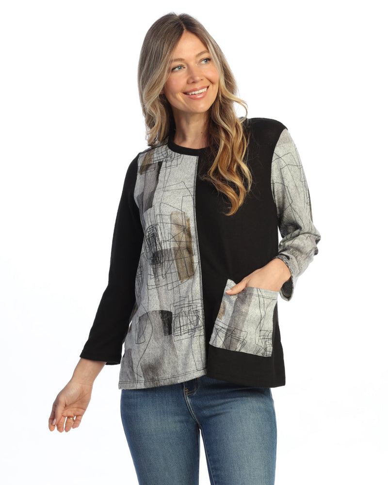 Novelty Brush Split Print Top - NB7