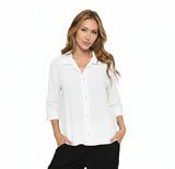Textured Cotton Button Front Shirt in White - NS117-WHT