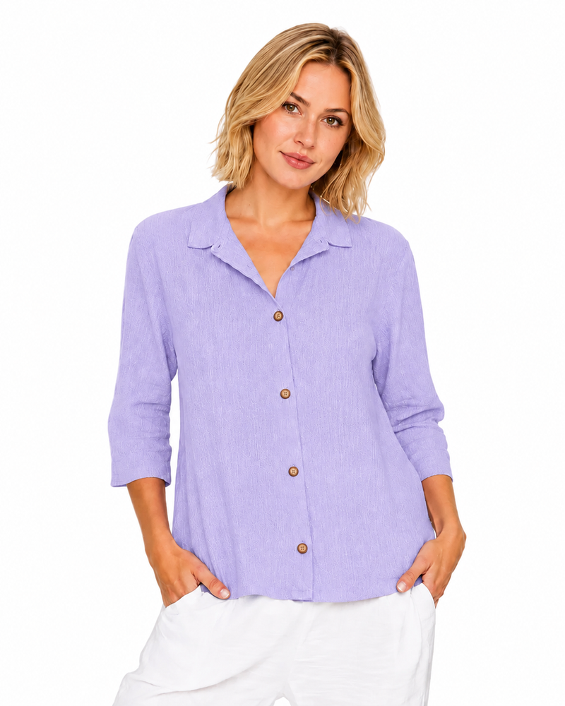 Lightweight Textured Cotton Shirt in Lavender - NS117-LV