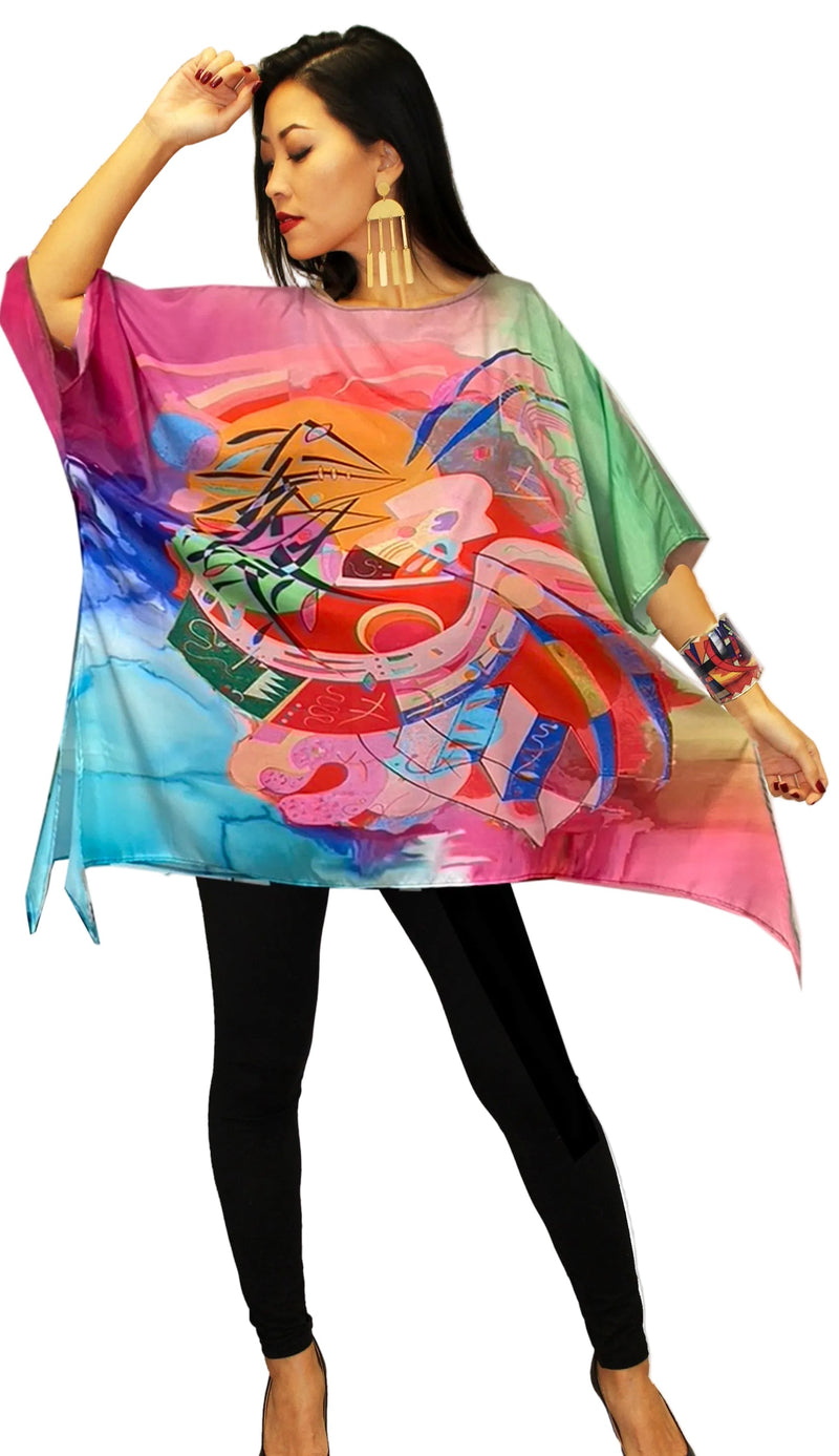 Kandinsky Inspired Silky Pullover Tunic - NT46-KAND