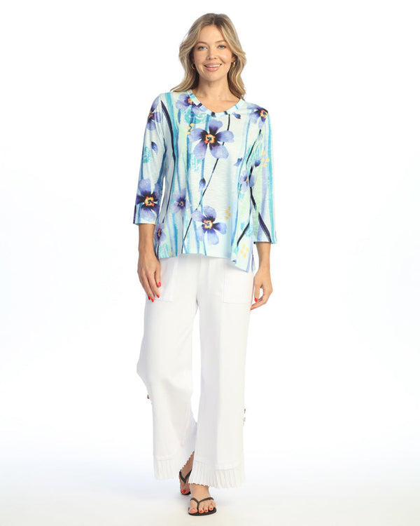 "Bluebell" V-Neck Top with Tulip Hem - PS7-2078