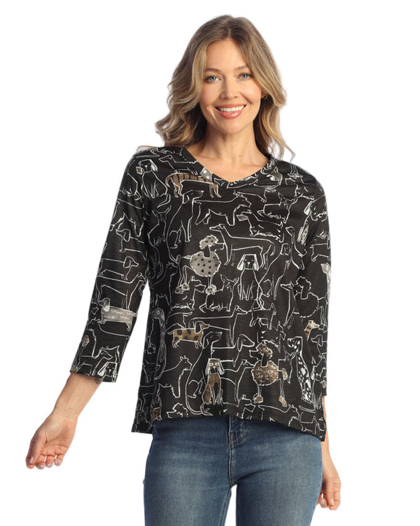 V-Neck Top with Tulip Hem - PS7