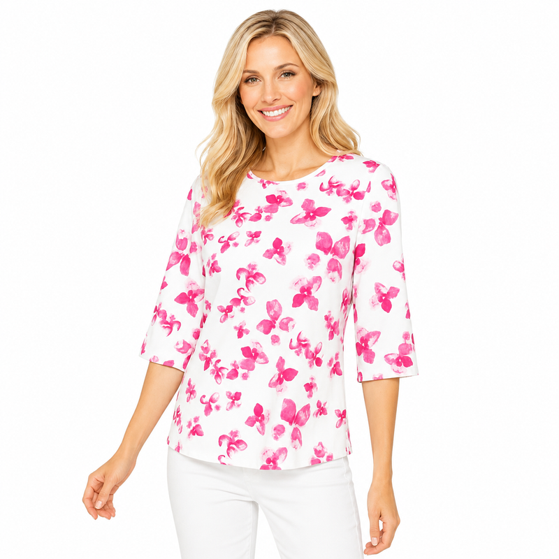 Soft Watercolor Floral Tee  - 74515