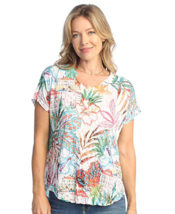 Jess & Jane "Martinique" Rayon Burnout Crushed Dolman Sleeve Top - RC7-1892