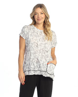 "Mischief" Crushed Short Sleeve Top w/ Layer Look and Pocket - RC8-1686