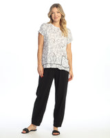 "Mischief" Crushed Short Sleeve Top w/ Layer Look and Pocket - RC8-1686