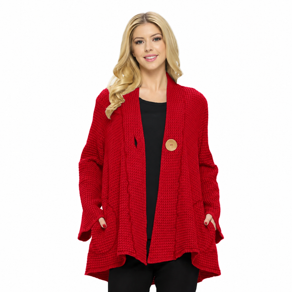 One-Button Textured Waffle Jacket - BW117
