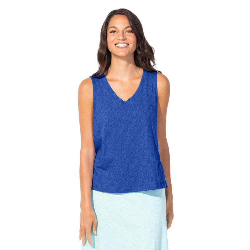 Textured Peruvian Cotton V-Neck Tank - 10014