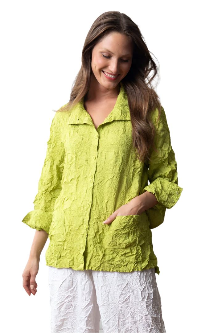 Crinkle Crush Travel Jacket in Lime - 600386-LM