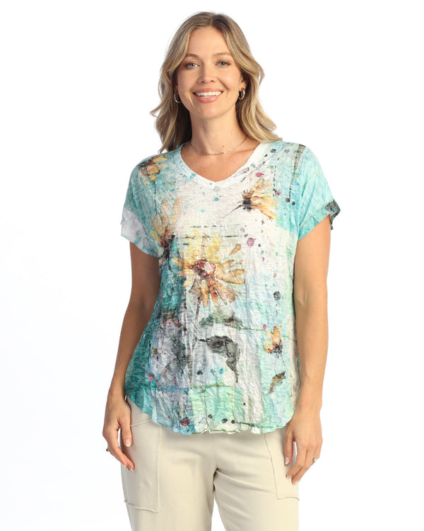Crushed V-Neck Dolman Sleeve Top - SC1