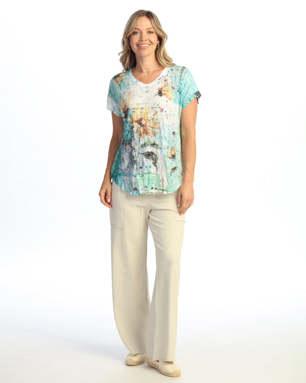 Crushed V-Neck Dolman Sleeve Top - SC1