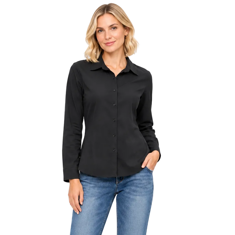 Soft Cotton Jacquard Knit Button-Front Shirt - SC205