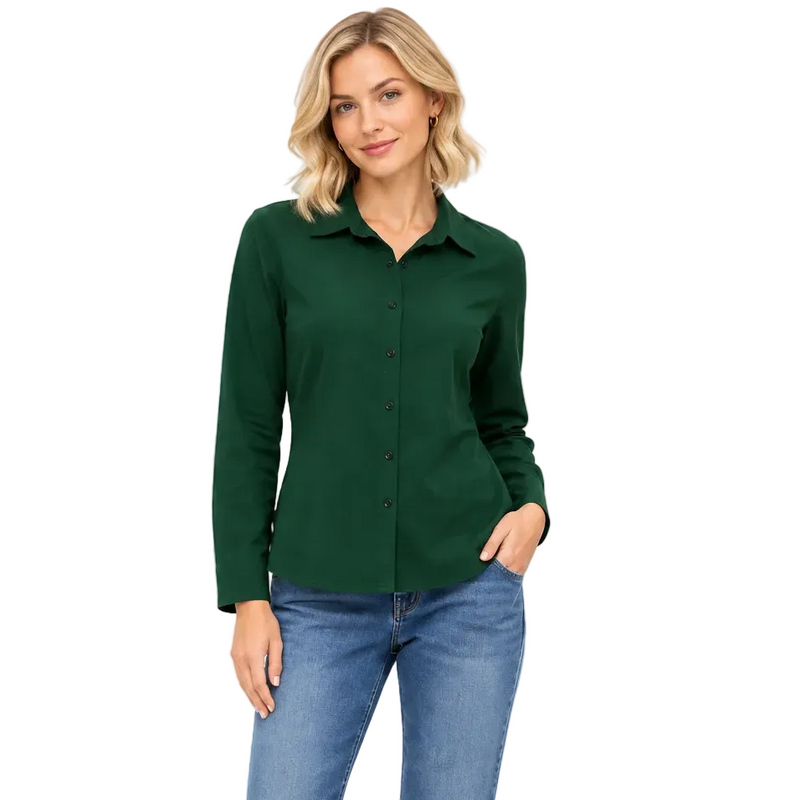Soft Cotton Jacquard Knit Button-Front Shirt - SC205