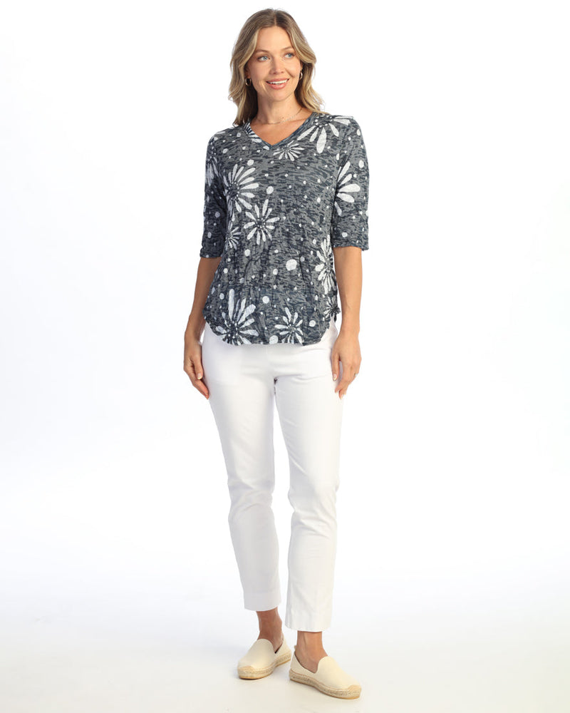 Crushed V-Neck Half Sleeve Top - SC3