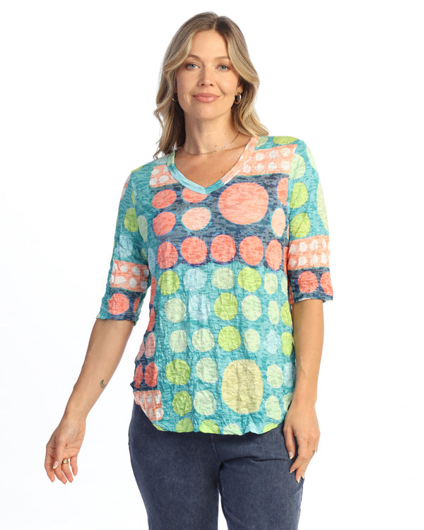 Crushed V-Neck Half Sleeve Top - SC3