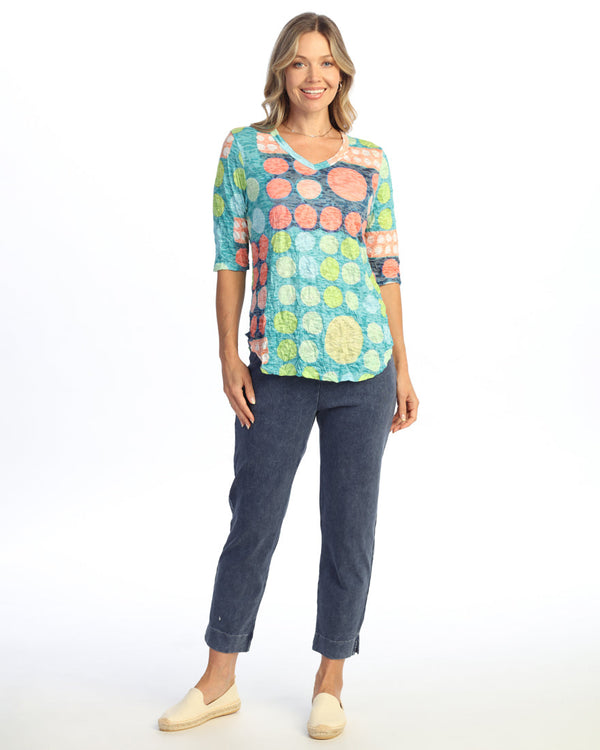 Crushed V-Neck Half Sleeve Top - SC3