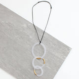 White and Gold Mesh Pendant Necklace
