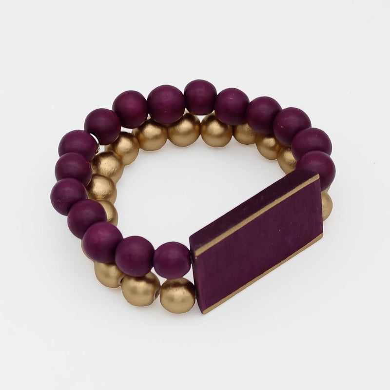 Purple Bar and Bead Bracelet