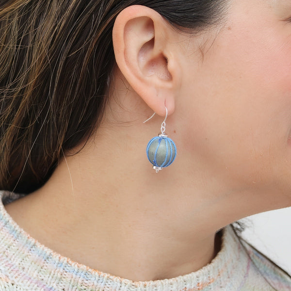 Gray Thread Wrapped Earring