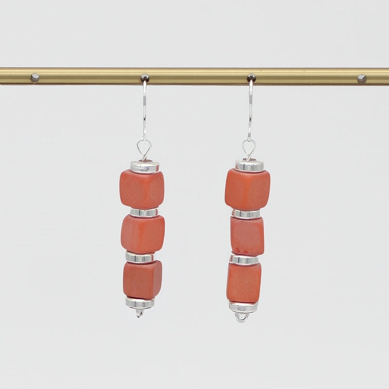 Peach Zuba Cube Earring
