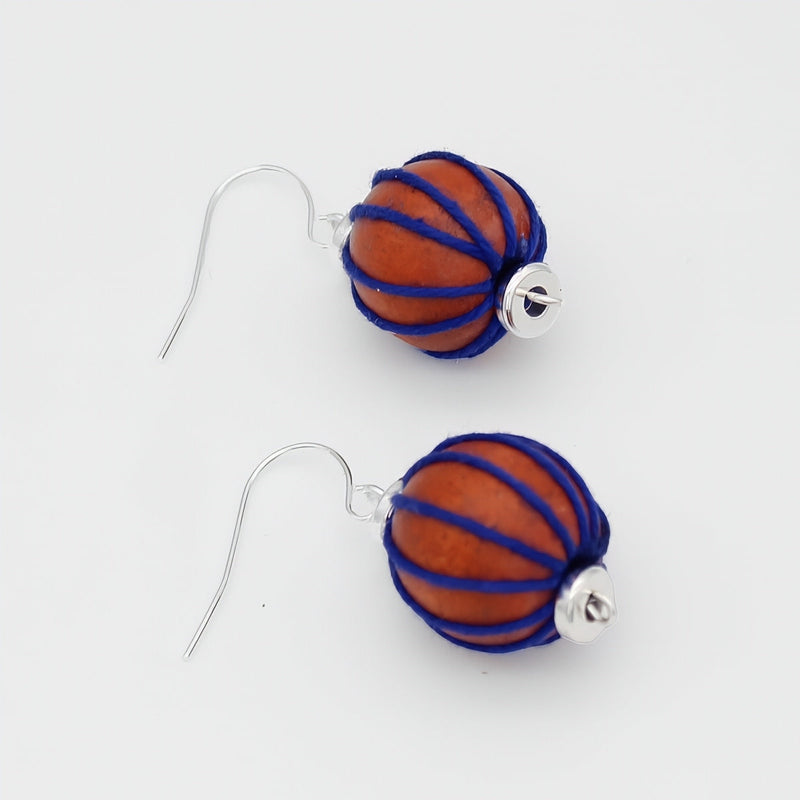 Orange Thread Wrapped Earring