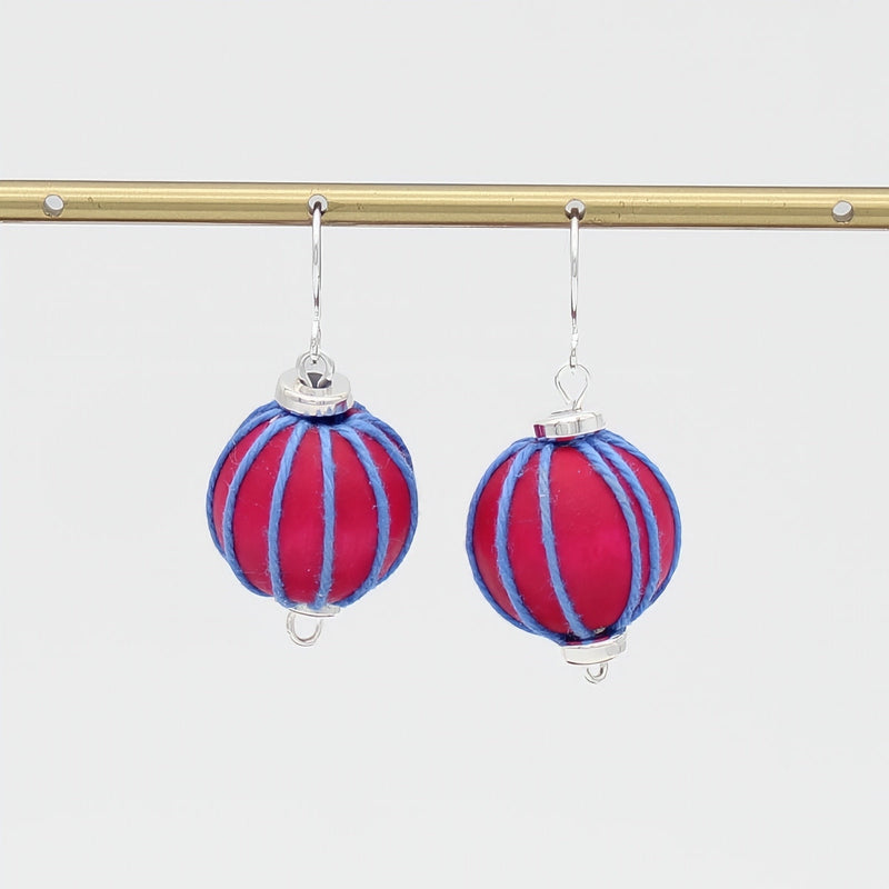 Pink Thread Wrapped Earring