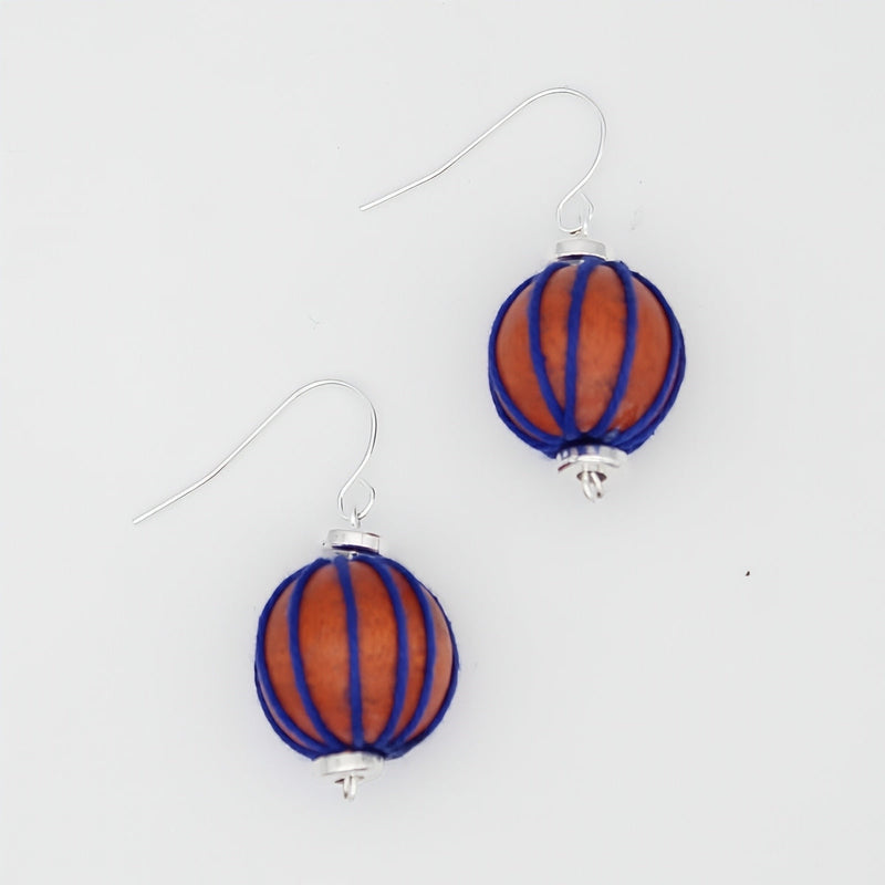 Orange Thread Wrapped Earring