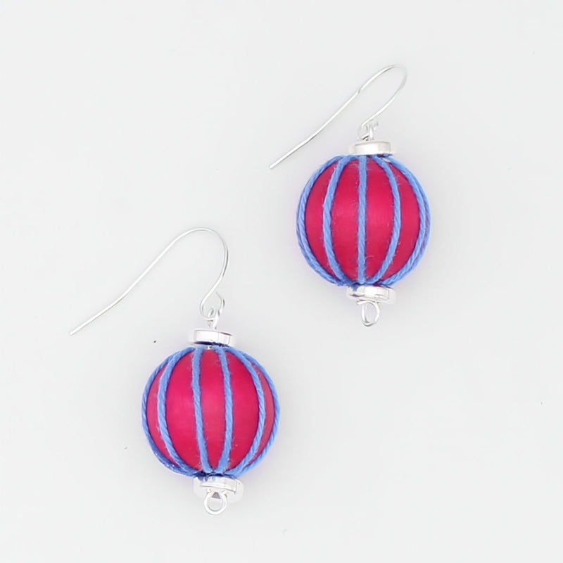 Pink Thread Wrapped Earring