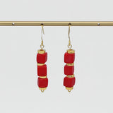 Red Zuba Cube Earring
