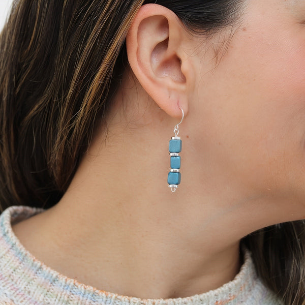 Blue Zuba Cube Earring