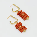 Orange Stacked Drop Earrings