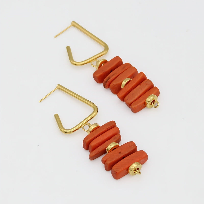 Orange Stacked Drop Earrings