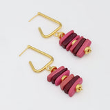 Pink Stacked Drop Earrings