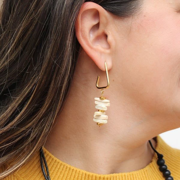 Ivory Stacked Drop Earrings