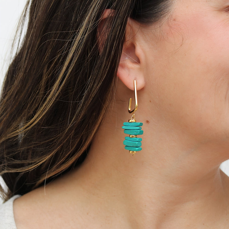 Teal Stacked Drop Earrings