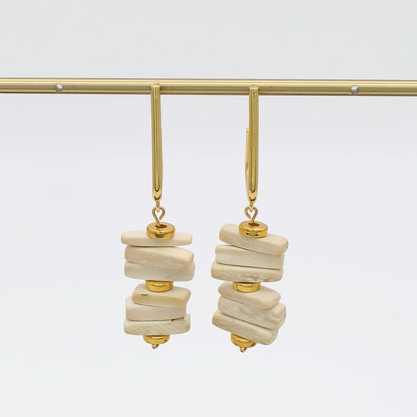 Ivory Stacked Drop Earrings
