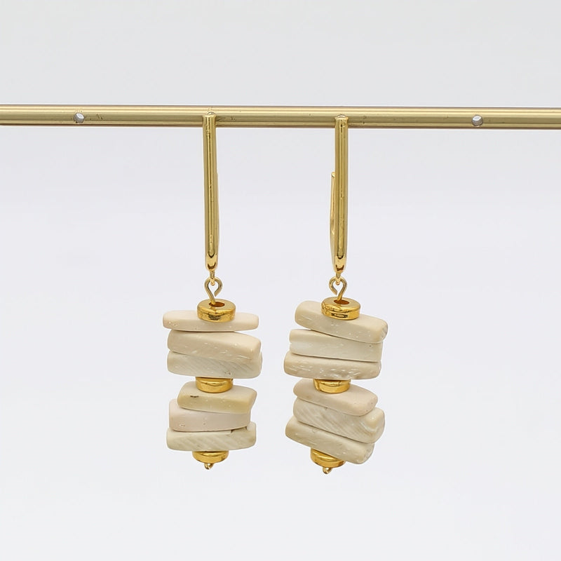 Ivory Stacked Drop Earrings